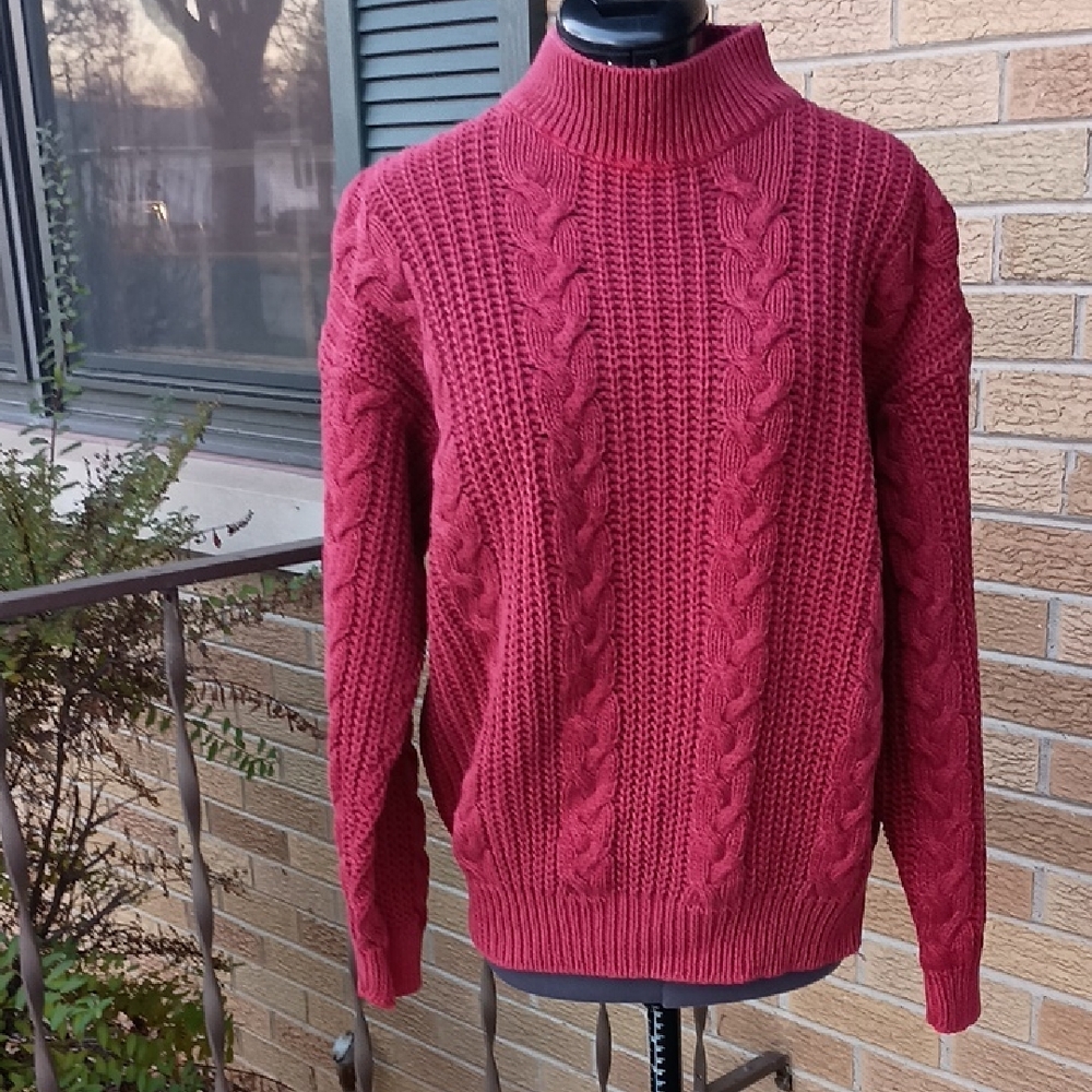 Vintage Casual Corner Burgundy Mockneck Sweater, Sz Women's S